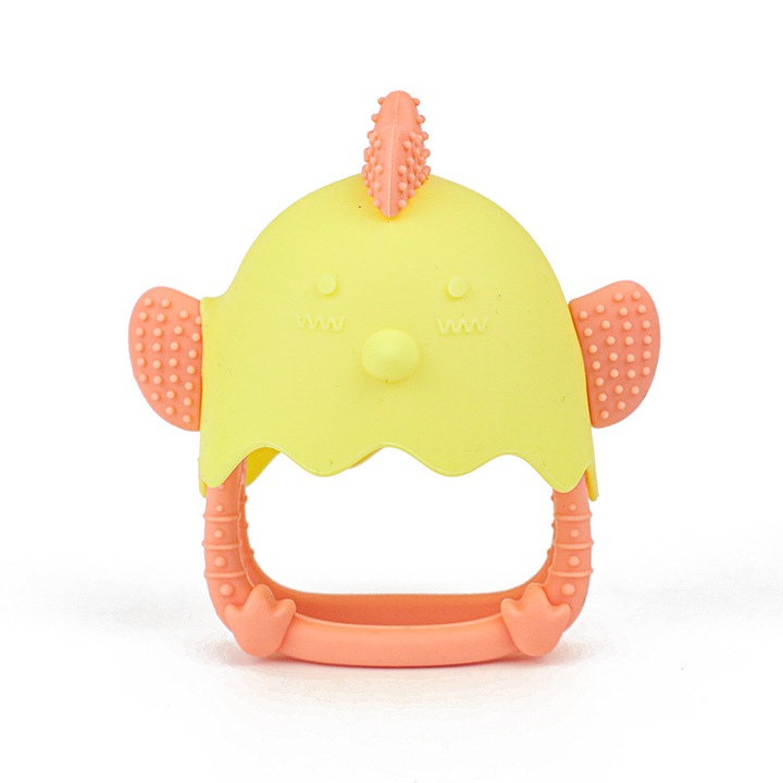 Szilikon fogászati kesztyű, biztonságos, könnyen tisztítható, 0-12 hónapos, sárga/narancssárga