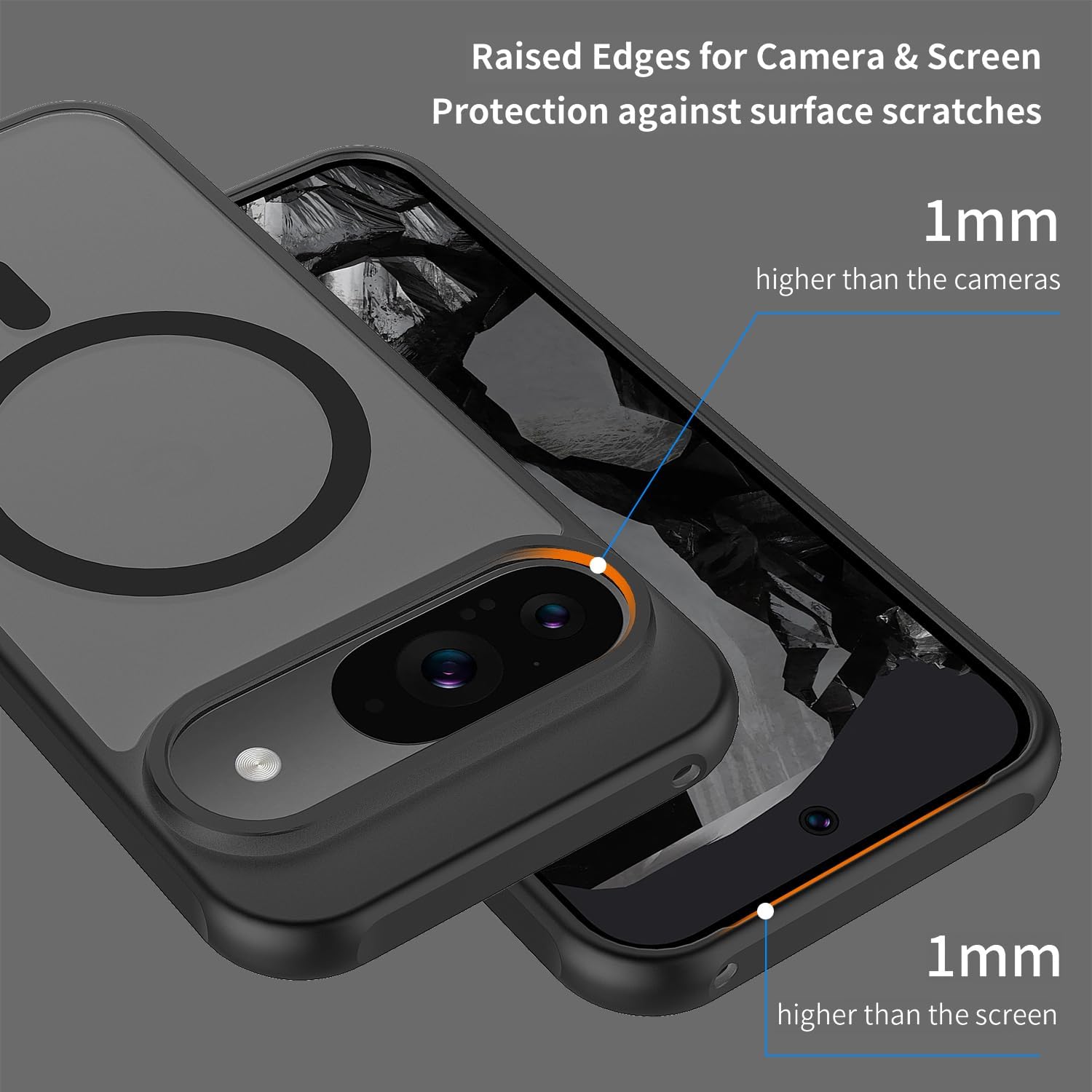 Husa pentru telefon, compatibila cu Google Pixel 9/9 Pro, suport pentru incarcare wireless, negru