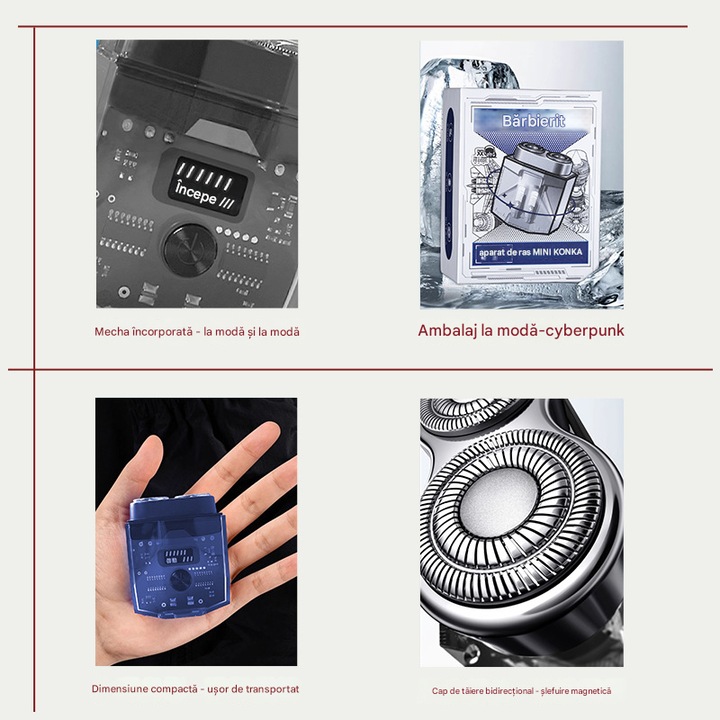 Aparat de ras electric, cap dublu cu lama, carcasa transparenta ...
