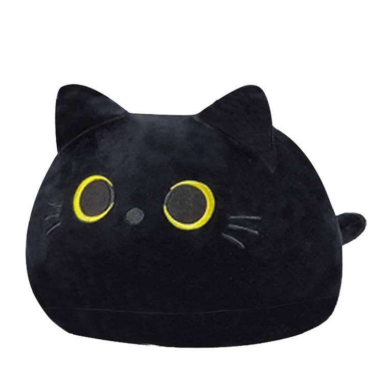 Fekete macska plüss játék, BGHYHYHI, valósághű megjelenés, 30x45cm