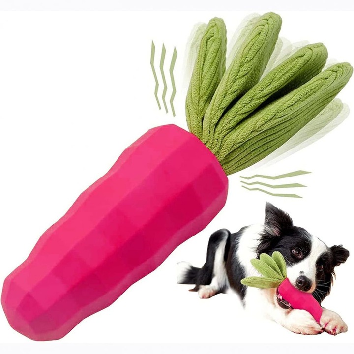 Interaktív játék kutyáknak, AMRINUGL, sárgarépa alakú, természetes gumiból, többszínű