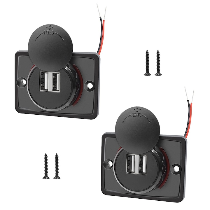 2 db autós csatlakozó készlet, BGHYHYHI, nylon, 15.5W, 12V, 3.1A, USB, fekete, 6.4x4.8x1.8cm