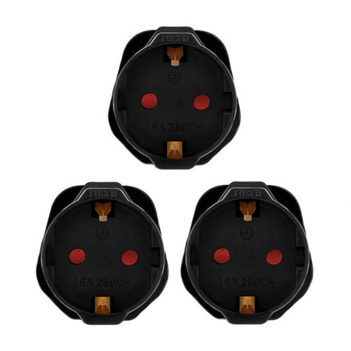 Set adaptor de calatorie, 3 bucati, ABS, negru, 5.1x4.7x4cm