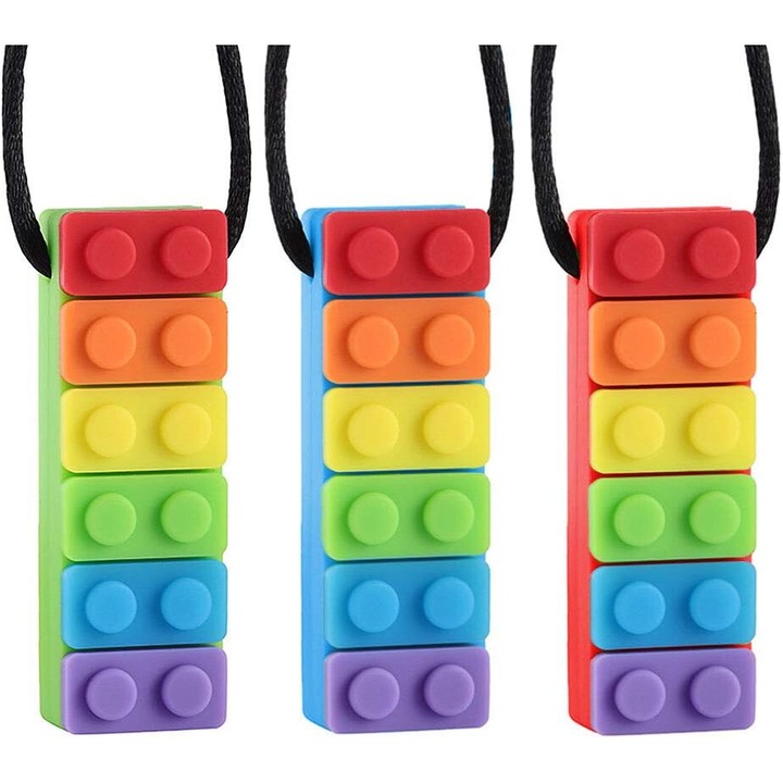 Szilikon rágógallér, BGHYHYHI, 3 db-os készlet, többszínű, harapásálló, állítható