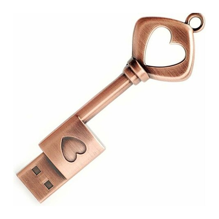 USB memória, 32 GB, retro kulcs alakú, fém, USB 2.0