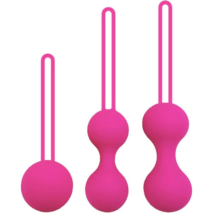Set de 3 bile vaginale Kegel, pentru exercitii de intarire a muschilor pelvici feminin, silicon