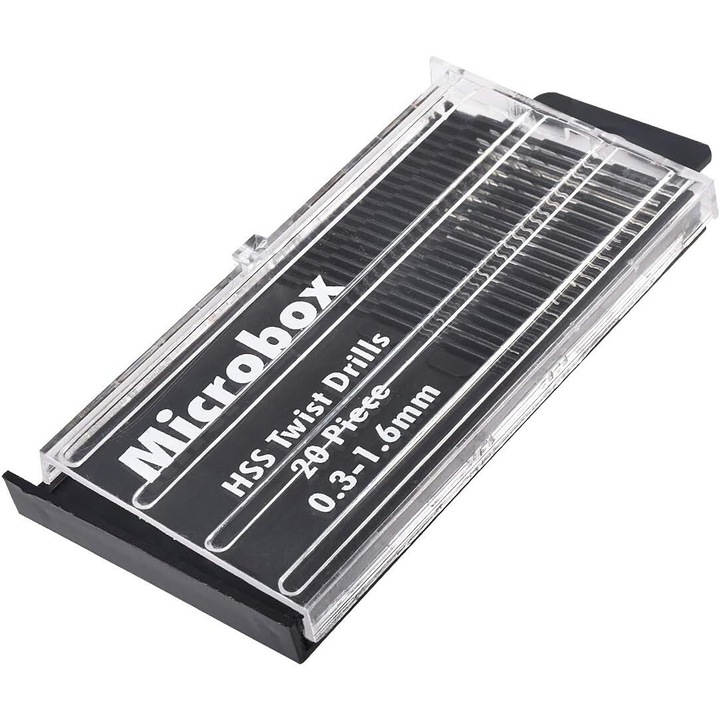 Set de burghie micro Enforose, din otel rapid, pentru lemn si reparatii electronice, solutie de stocare compacta