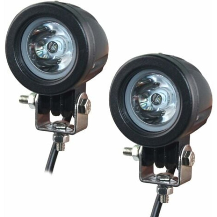 Far LED Moto BGHYHYHI, 10W, 3600LM, 6500K, IP68, 2 bucati, negru