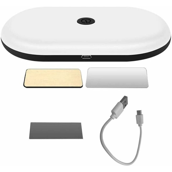 Lampa LED HERUSI plafon auto patrata, reincarcabila USB, 3 culori, 12x12cm