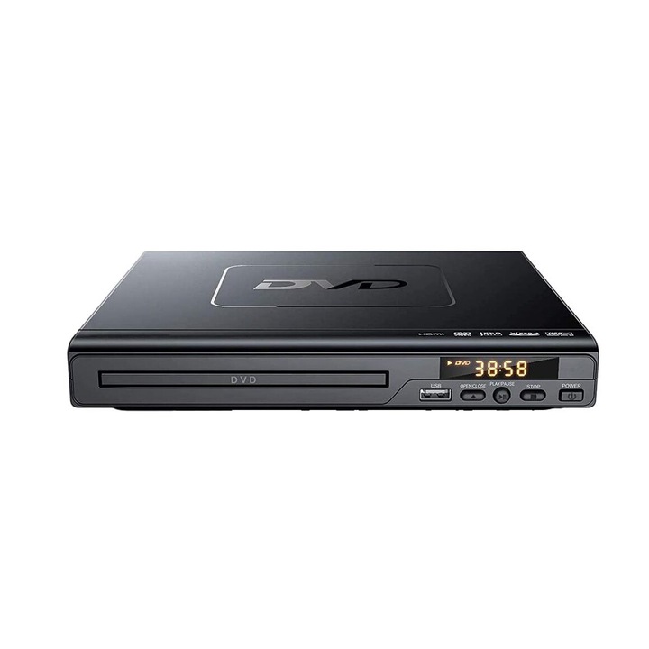 DVD плейър Zoneless, BGHYHYHI, 1080P, USB, 8,9 x 7,5 инча, черен