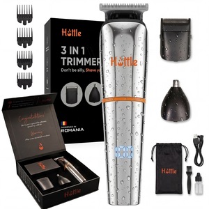 Masina de Tuns si Aparat de Tuns HOTTLE™ Profesional 3 in 1, Trimmer, Waterproof IP66, Lame Auto-Ascutite, Afisaj LCD, Aparat Tuns Pentru Par, Barba, Nas, Corp, Trimmer cu Design Ergonomic, Baterie 10
