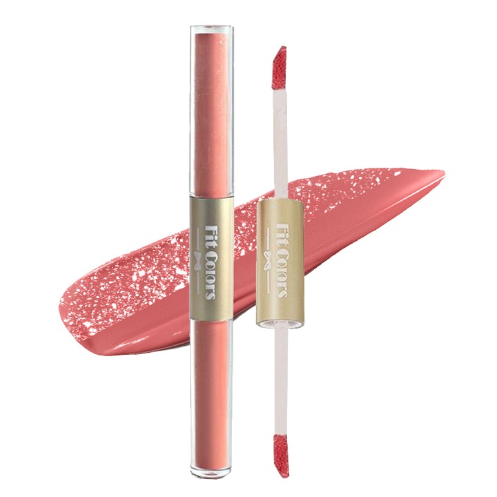 Luciu de buze, mat + stralucitor, 2in1, 2ml * 2side（02 coral）