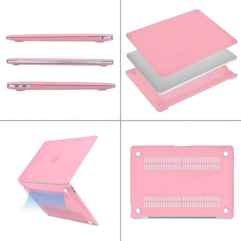 Husa pentru laptop 13,3 inch pentru A2338 A2289 A2251 A2159 A1989 A1706 A1708, carcasa cristalina rezistenta la zgarieturi, roz mat, material PVC, antiderapare