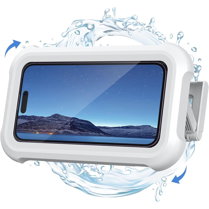 Zuhanyzós telefontartó, falra vagy kádba rögzíthető, 480°-ban elforgatható, állítható, HD képernyő, érzékeny érintés, 4-7 hüvelykes telefonokhoz