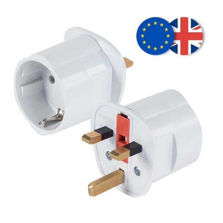 Adaptor priza Europa la Marea Britanie 0805BM-BST3168726, 250V~, 10A, 2500W, alb