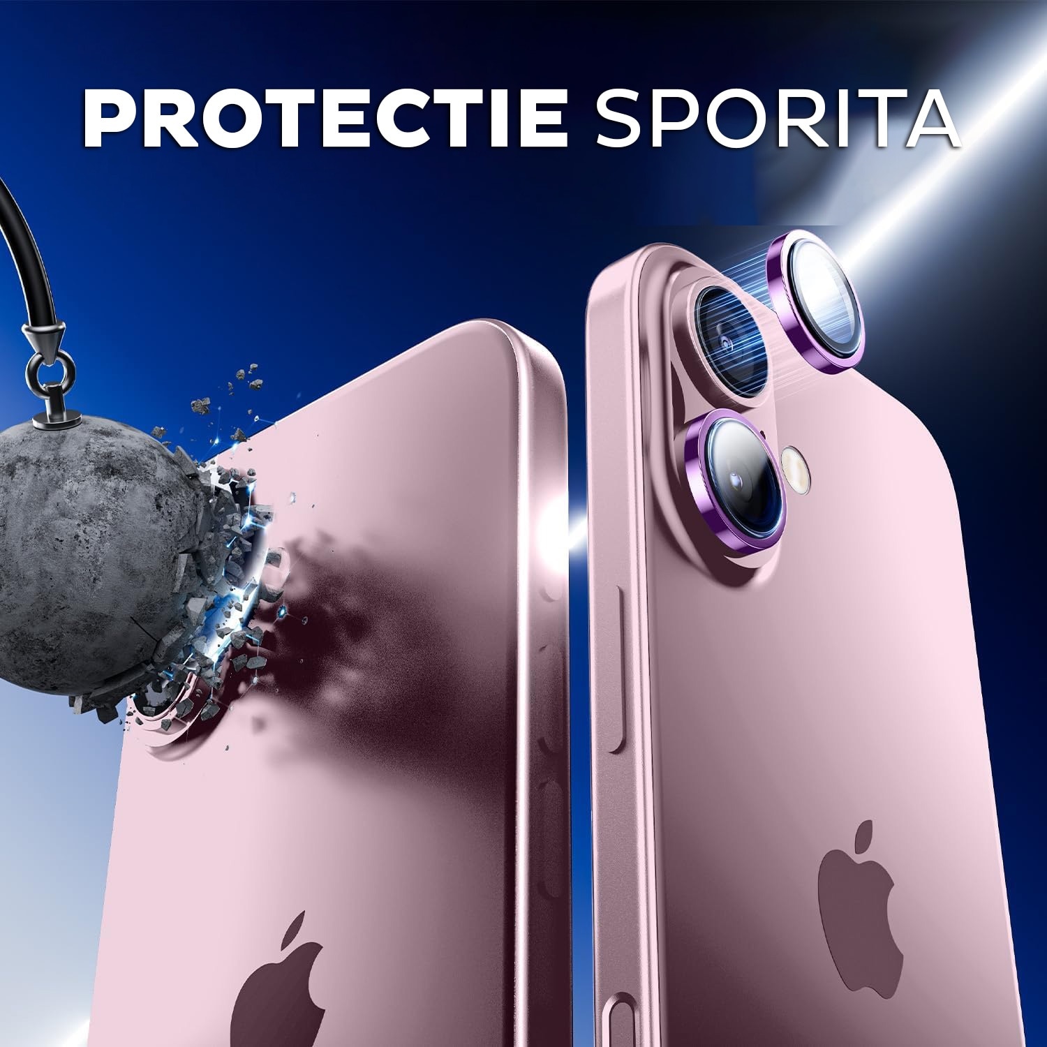 Folie Camera Daden din sticla pentru iPhone 16/16 Plus, Full Cover, Protectie Profesionala, Ultra Rezistenta, Calitate Premium, Roz