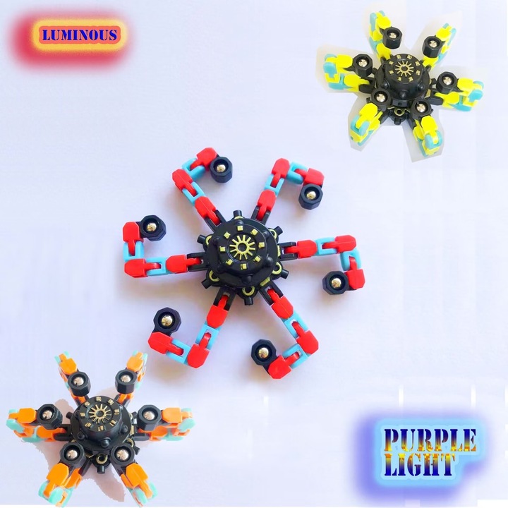 Jucarii-Copii Senzoriala-Antistres Fidget-Spinner Puzzle-Blocuri Constructie-Creativ Jocuri-Jucarie - 3 Set Luminoase Jocuri Constructie Educativ si Creativ decompresie Copii Jucarii Pop It Jucarii Pentru Craciun Ziua de nastere Vacanta, Blue Metallic