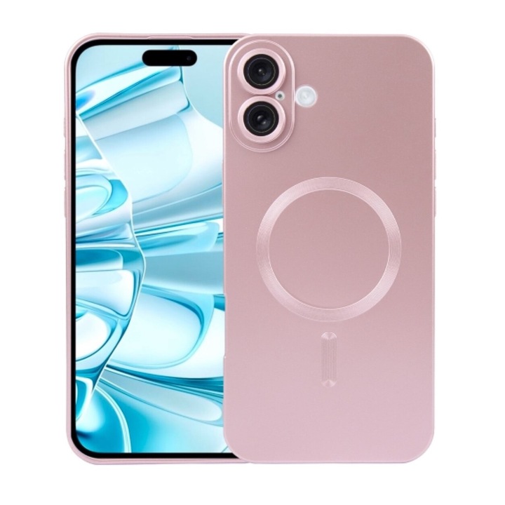 Husa Soft Guard pentru iPhone 16 Plus, Magsafe, Ultra Subtire, Silicon mat, Roz