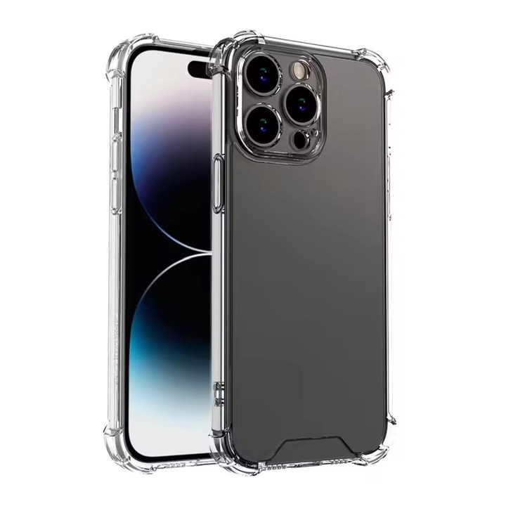 Borító iPhone 16 Pro Max készülékhez, Ütésálló, Kameravédelem, Átlátszó