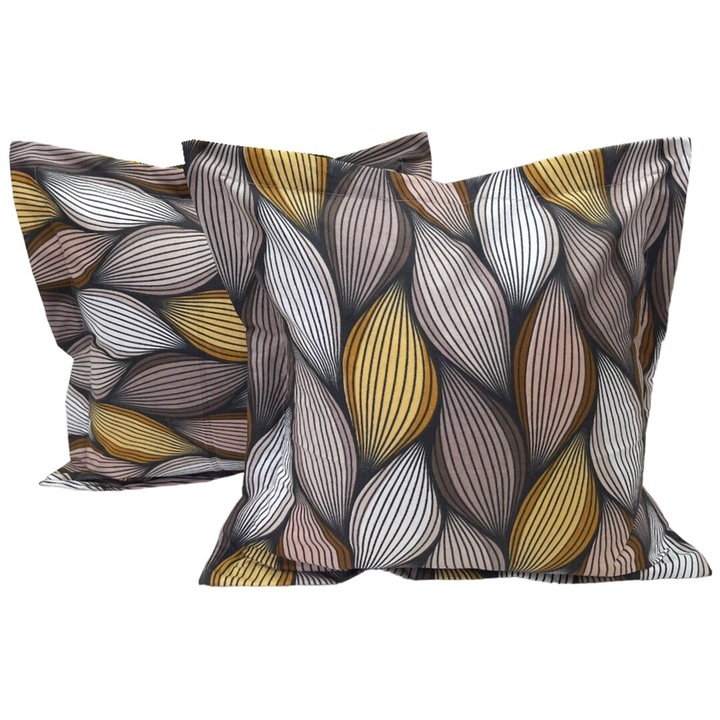 Set doua huse de perna, culoare bej mustar, din colectia "Infinity by Liz Line", 40X40cm din bumbac - SPP40/40274