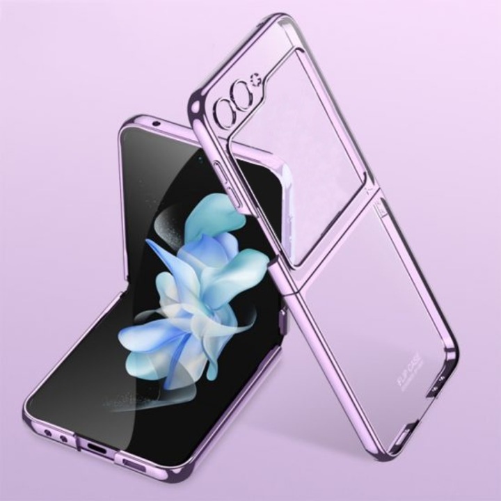 Husa Luxury Frame, Hard case, Antisoc, Compatibil cu Samsung Galaxy Z Flip 6/Flip 7 FE, Protectie full, Mov
