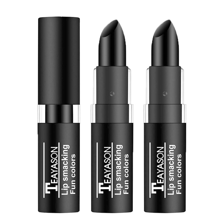 Set 3 rujuri pentru machiaj Halloween, BGHYHYHI, Finisaj mat, 7.5x3cm, Negru