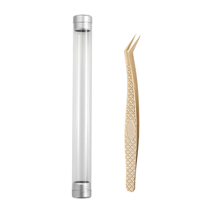 Penseta HERUSI, varf subtire, inox, auriu, 1 buc