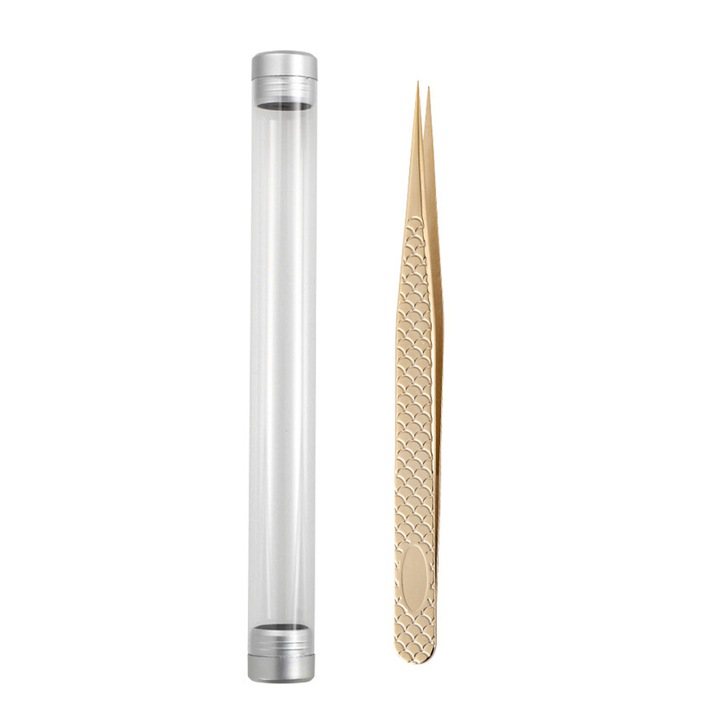 Penseta HERUSI, varf subtire, inox, auriu, 1 buc, 12cm