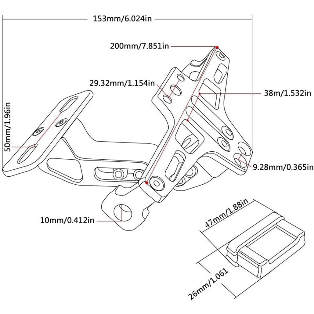 Set accesorii moto, suport numar de inmatriculare cu semnalizare