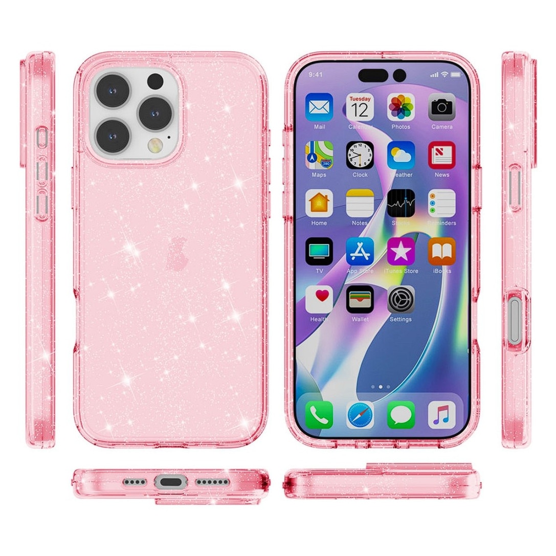Husa pentru iPhone 16 Pro Max, Sparkle Armor, Sclipici, Protectie Completa, Roz