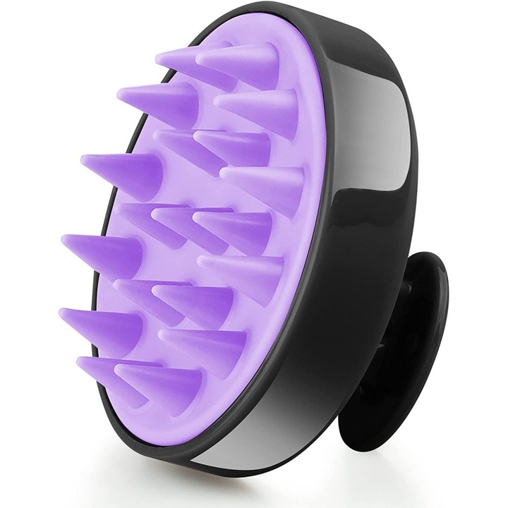 HERUSI puha szilikon hajkefe fejbőr masszázshoz, relaxációhoz, 25 sörtével, ergonomikus