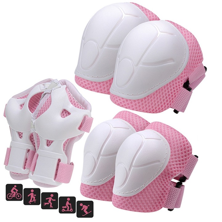 Set 6 aparatori corporale pentru copii, AMRINUGL, EVA, alb/roz