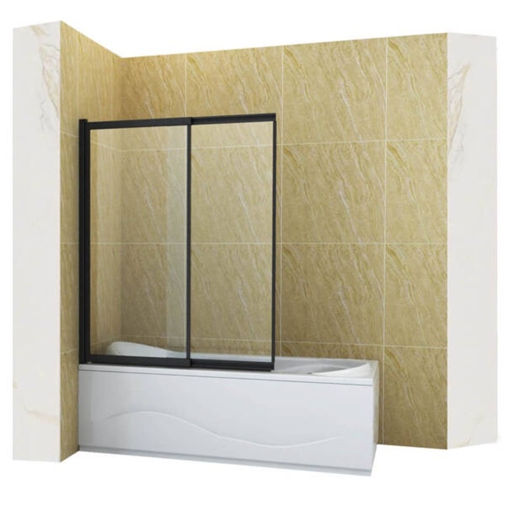 Paravan cada 85x150 cm Silla Pro SPENCER, Pliabil, sticla clara, profil Negru