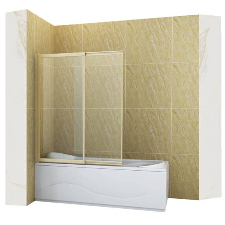 Paravan cada 85x150 cm Silla Pro SPENCER, Pliabil, sticla clara, profil Auriu Mat