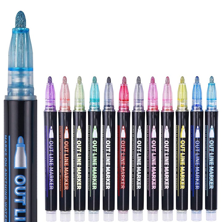 12 darabos filctollkészlet, AMRNUGL, többszínű, 14,1x1,3x13,5cm