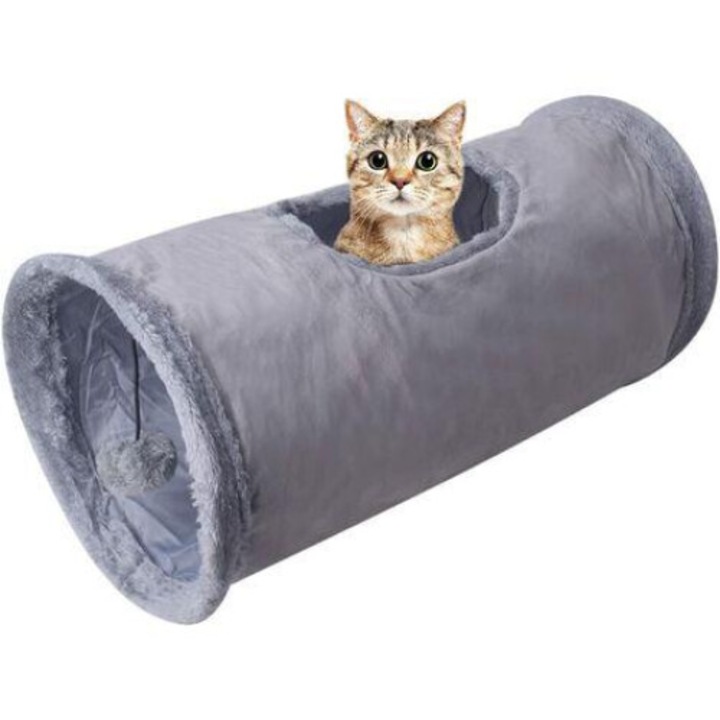 Котешки тунел, AMRNUGL, полиестер, 120см, 25см, сив