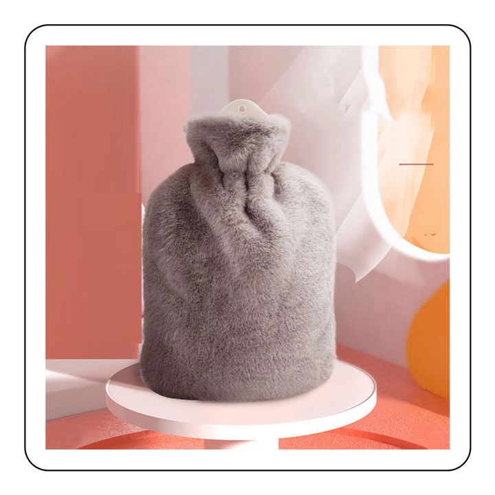 Sticla cu apa calda din plus, AMRINUGL, gri, 31x21x20cm, 0.4kg