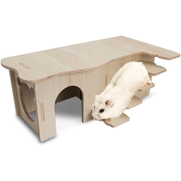 Casuta pentru hamsteri, AMRINUGL, lemn, 31x24x11cm, maro