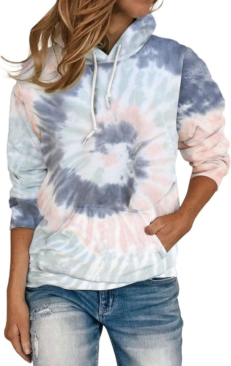 Alkalmi pulóver hosszú ujjal és kapucnival, Cozevdnt, Pamut, Rózsaszín/Kék