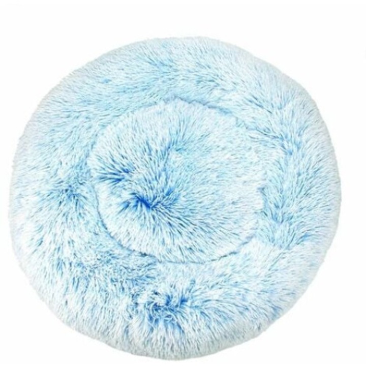 Culcus pentru pisici AMRINUGL, perne moale, material catifea si bumbac, impermeabil, 40cm, albastru gradient