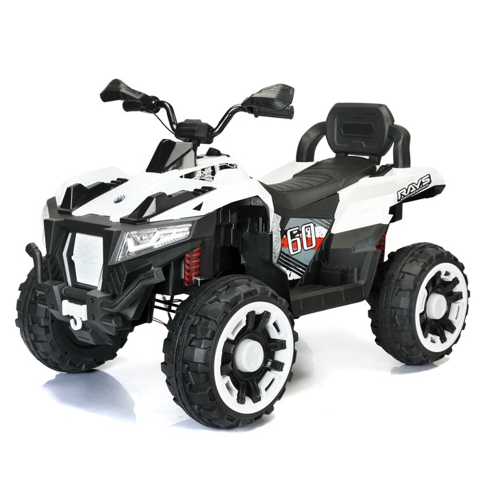ATV electric Kinderauto BJFT009, 4x 45W, cu 2 locuri, 12V 12Ah, telecomanda, culoare Alb
