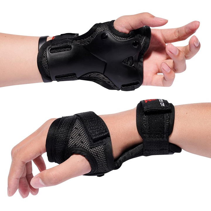 Set 2 aparatori incheieturi AMRUGL, plastic, ajustabile, flexibile, negru, M