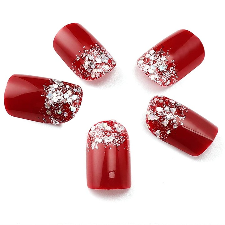 Set 24 unghii false AMRINUGL, diverse dimensiuni, aplicare usoara