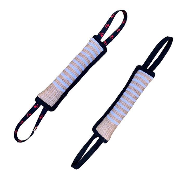 Set de 2 jucarii pentru caini, AMRINUGL, jucarie din jute, 58x7cm, negru+alb+galben