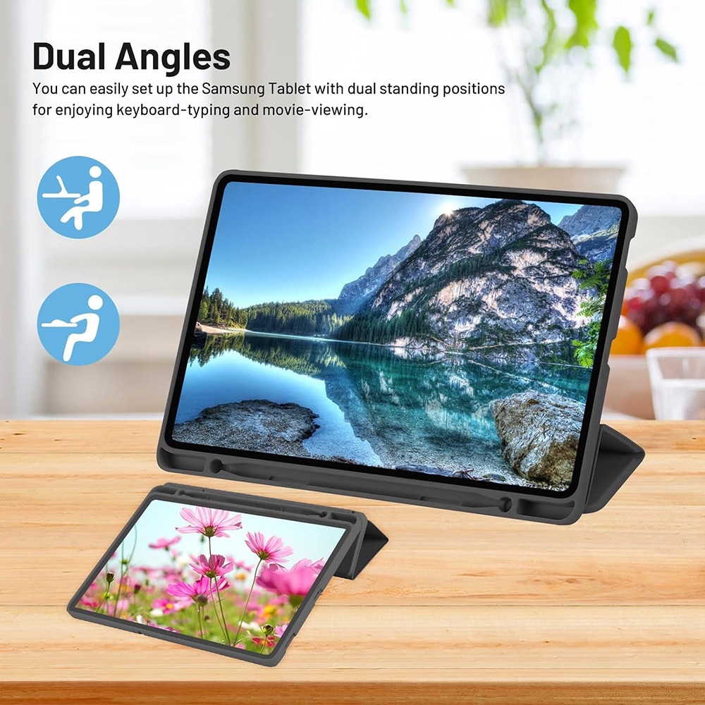 Husa pentru Samsung Galaxy Tab A7 Lite 8.7 inch Soft Shell cu functie wake-up/sleep si compartiment pentru stylus tip stand - negru