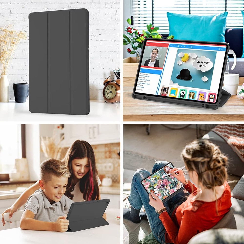 Husa pentru Samsung Galaxy Tab A7 Lite 8.7 inch Soft Shell cu functie wake-up/sleep si compartiment pentru stylus tip stand - negru