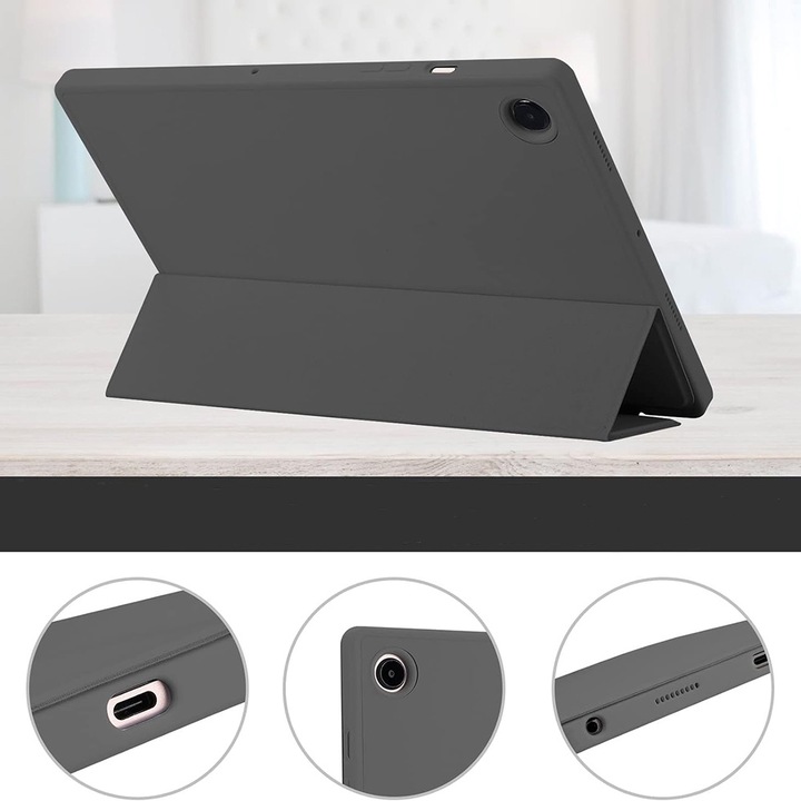 Калъф за Samsung Galaxy Tab A8 10.5 инча Soft Shell с функция събуждане/заспиване и отделение за стойка тип стилус - черен