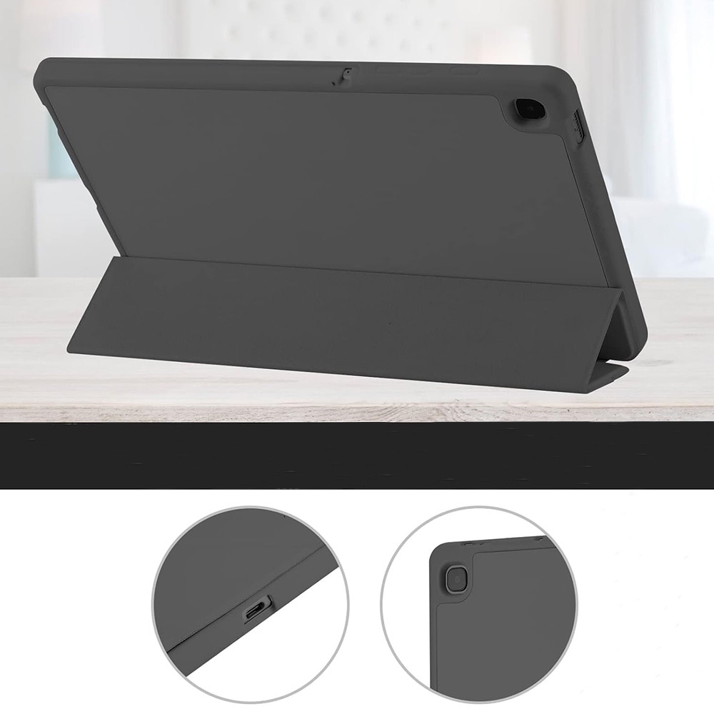 Husa pentru Samsung Galaxy Tab A7 Lite 8.7 inch Soft Shell cu functie wake-up/sleep si compartiment pentru stylus tip stand - negru