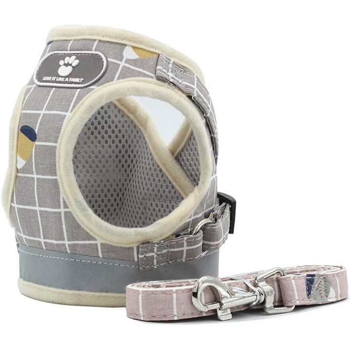 Ham pentru caini mici, AMRINUGL, reflectorizant, material respirabil, bej, marimea XS