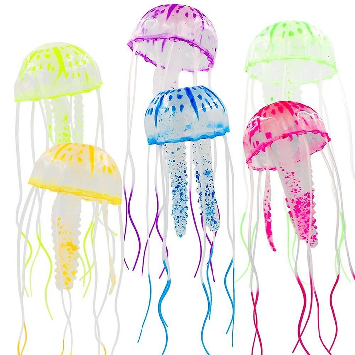 Set 6 meduze artificiale HERUSI multicolor 5x15cm decor acvariu